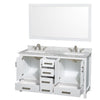 Custom image for White with Brushed Chrome Trim / White Carrara Marble, Rectangular Sink / 58