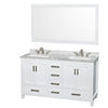 Custom image for White with Brushed Chrome Trim / White Carrara Marble, Rectangular Sink / 58
