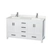 Custom image for White with Brushed Chrome Trim / Giotto Quartz, Rectangular Sink / No Mirror