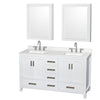 Custom image for White with Brushed Chrome Trim / Giotto Quartz, Rectangular Sink / Medicine Cabinets