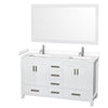 Custom image for White with Brushed Chrome Trim / White Cultured Marble, Rectangular Sink / 58