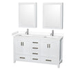 Custom image for White with Brushed Chrome Trim / White Cultured Marble, Rectangular Sink / Medicine Cabinets