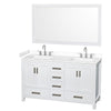 Custom image for White with Brushed Chrome Trim / White Cultured Marble, Rectangular Sink / 58