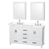 Custom image for White with Brushed Chrome Trim / White Cultured Marble, Rectangular Sink / Medicine Cabinets