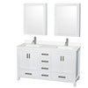 Custom image for White with Brushed Chrome Trim / White Quartz, Rectangular Sink / Medicine Cabinets