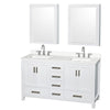 Custom image for White with Brushed Chrome Trim / White Quartz, Rectangular Sink / Medicine Cabinets