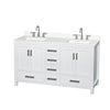 Custom image for White with Brushed Chrome Trim / White Quartz, Rectangular Sink / No Mirror