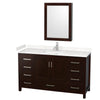 Custom image for Espresso with Brushed Chrome Trim / Carrara Cultured Marble, Rectangular Sink / Medicine Cabinet