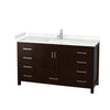 Custom image for Espresso with Brushed Chrome Trim / Carrara Cultured Marble, Rectangular Sink / No Mirror