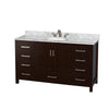 Custom image for Espresso with Brushed Chrome Trim / White Carrara Marble, Oval Sink / No Mirror