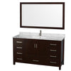 Custom image for Espresso with Brushed Chrome Trim / White Carrara Marble, Rectangular Sink / 58