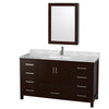Custom image for Espresso with Brushed Chrome Trim / White Carrara Marble, Rectangular Sink / Medicine Cabinet