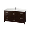 Custom image for Espresso with Brushed Chrome Trim / Giotto Quartz, Rectangular Sink / No Mirror