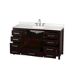 Custom image for Espresso with Brushed Chrome Trim / Giotto Quartz, Rectangular Sink / No Mirror