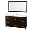 Custom image for Espresso with Brushed Chrome Trim / White Cultured Marble, Rectangular Sink / 58