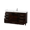 Custom image for Espresso with Brushed Chrome Trim / White Cultured Marble, Rectangular Sink / No Mirror