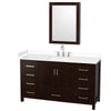 Custom image for Espresso with Brushed Chrome Trim / White Cultured Marble, Rectangular Sink / Medicine Cabinet