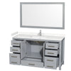 Custom image for Gray with Brushed Chrome Trim / Carrara Cultured Marble, Rectangular Sink / 58