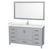 Custom image for Gray with Brushed Chrome Trim / Carrara Cultured Marble, Rectangular Sink / 58