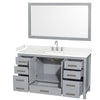 Custom image for Gray with Brushed Chrome Trim / Carrara Cultured Marble, Rectangular Sink / 58