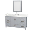Custom image for Gray with Brushed Chrome Trim / Carrara Cultured Marble, Rectangular Sink / Medicine Cabinet