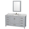 Custom image for Gray with Brushed Chrome Trim / White Carrara Marble, Oval Sink / Medicine Cabinet