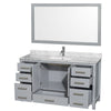 Custom image for Gray with Brushed Chrome Trim / White Carrara Marble, Rectangular Sink / 58
