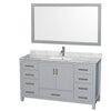 Custom image for Gray with Brushed Chrome Trim / White Carrara Marble, Rectangular Sink / 58