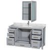 Custom image for Gray with Brushed Chrome Trim / White Carrara Marble, Rectangular Sink / Medicine Cabinet