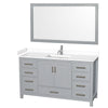 Custom image for Gray with Brushed Chrome Trim / White Cultured Marble, Rectangular Sink / 58