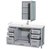 Custom image for Gray with Brushed Chrome Trim / White Cultured Marble, Rectangular Sink / Medicine Cabinet