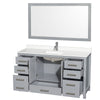 Custom image for Gray with Brushed Chrome Trim / White Quartz, Rectangular Sink / 58