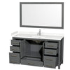 Custom image for Dark Gray with Brushed Chrome Trim / Carrara Cultured Marble, Rectangular Sink / 58