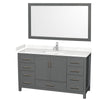 Custom image for Dark Gray with Brushed Chrome Trim / Carrara Cultured Marble, Rectangular Sink / 58