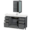 Custom image for Dark Gray with Brushed Chrome Trim / Carrara Cultured Marble, Rectangular Sink / Medicine Cabinet