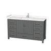 Custom image for Dark Gray with Brushed Chrome Trim / Carrara Cultured Marble, Rectangular Sink / No Mirror