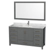 Custom image for Dark Gray with Brushed Chrome Trim / White Carrara Marble, Rectangular Sink / 58