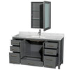 Custom image for Dark Gray with Brushed Chrome Trim / White Carrara Marble, Rectangular Sink / Medicine Cabinet