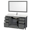 Custom image for Dark Gray with Brushed Chrome Trim / Giotto Quartz, Rectangular Sink / 58