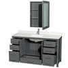 Custom image for Dark Gray with Brushed Chrome Trim / Giotto Quartz, Rectangular Sink / Medicine Cabinet