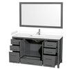 Custom image for Dark Gray with Brushed Chrome Trim / White Cultured Marble, Rectangular Sink / 58