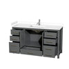 Custom image for Dark Gray with Brushed Chrome Trim / White Cultured Marble, Rectangular Sink / No Mirror