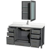 Custom image for Dark Gray with Brushed Chrome Trim / White Quartz, Rectangular Sink / Medicine Cabinet