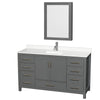 Custom image for Dark Gray with Brushed Chrome Trim / White Quartz, Rectangular Sink / Medicine Cabinet
