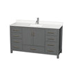 Custom image for Dark Gray with Brushed Chrome Trim / White Quartz, Rectangular Sink / No Mirror