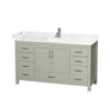 Custom image for Light Green with Brushed Nickel Trim / Carrara Cultured Marble, Rectangular Sink / No Mirror