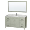 Custom image for Light Green with Brushed Nickel Trim / White Carrara Marble, Rectangular Sink / 58