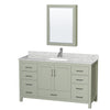 Custom image for Light Green with Brushed Nickel Trim / White Carrara Marble, Rectangular Sink / Medicine Cabinet