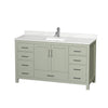 Custom image for Light Green with Brushed Nickel Trim / Giotto Quartz, Rectangular Sink / No Mirror