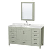Custom image for Light Green with Brushed Nickel Trim / Giotto Quartz, Rectangular Sink / Medicine Cabinet